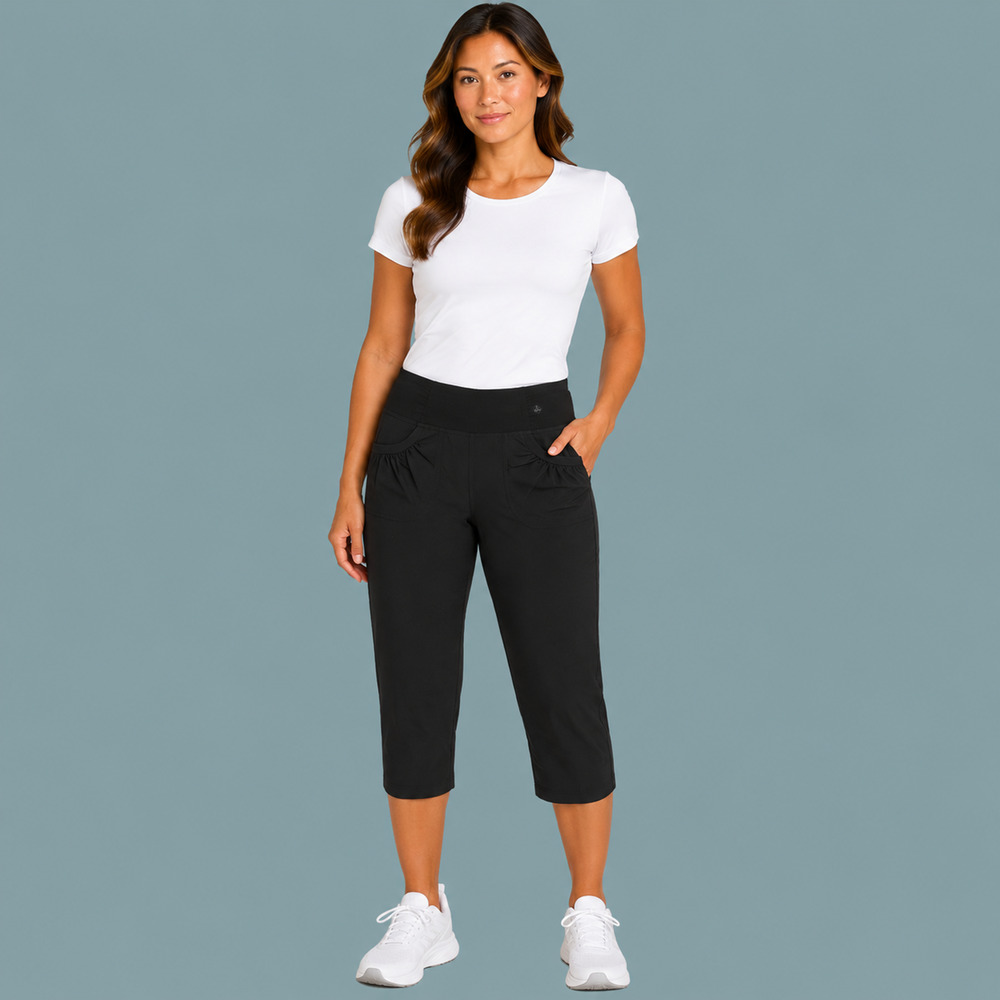 Prana Size Medium M Black Summit Pull On Capri Crop Cropped Active Outdoor Pants